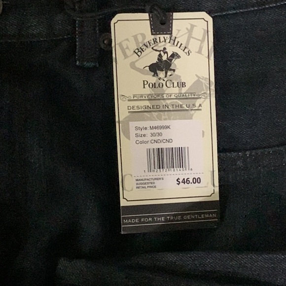 Beverly Hills Polo Club Dark Blue Relaxed Straight Fit Denim Jeans - Picture 3 of 4